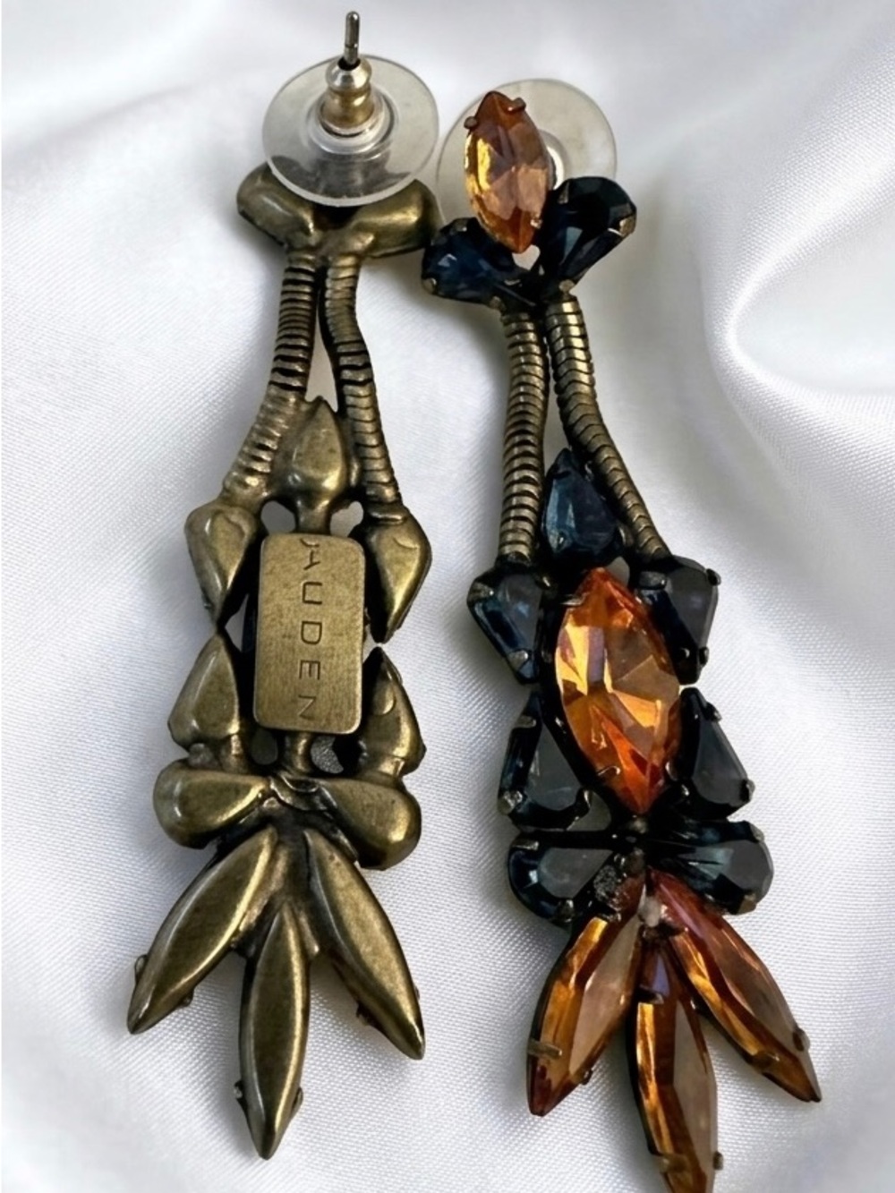 Brand New Auden Amber and Teal Crystal Drop Earrings - Women Jewelry